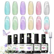 Conjunto de esmaltes em gel, modelo, 6 cores, gel prateado para olhos de gato