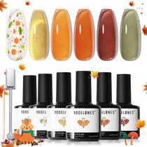 Conjunto de esmaltes em gel, modelones, 6 cores de outono, 2025, Halloween