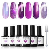 Conjunto de Esmaltes em Gel Modelones - 6 Cores (Roxo, Prata, Olho de Gato)