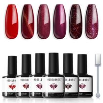 Conjunto de Esmaltes em Gel Modelones - 6 Cores (Vermelho, Bordô, Roxo e Glitter)