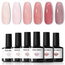 Conjunto de Esmaltes em Gel Modelones Jelly - 6 Cores Nude com Lâmpada Conjunto de Esmaltes em Gel Modelones Jelly - 6 Cores Nude com Lâmpada