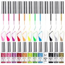 Conjunto de esmaltes em gel Nail Art Liner Fcozpjk 12 cores 8 mL UV/LED