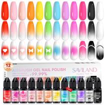 Conjunto de esmaltes em gel SAVILAND Airbrush 12 cores com spray
