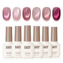 Conjunto de esmaltes GAOY Pink Cat Eye Gel 6 cores com ímã Conjunto de esmaltes GAOY Pink Cat Eye Gel 6 cores com ímã