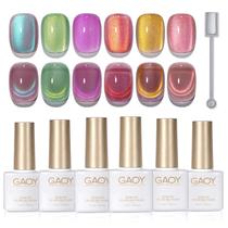Conjunto de Esmaltes Gel Cat Eye GAOY - Rosa, Verde e Glitter com Ímã Conjunto de Esmaltes Gel Cat Eye GAOY - Rosa, Verde e Glitter com Ímã