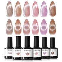 Conjunto de Esmaltes Gel Cat Eye Modelones - 6 Cores de 7ml com Ímã