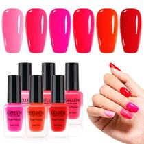 Conjunto de esmaltes GELLEN Red Pink, 10 ml, de secagem rápida, resistente a lascas Conjunto de esmaltes GELLEN Red Pink, 10 ml, de secagem rápida, resistente a lascas