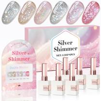 Conjunto de esmaltes Glitter Gel Double Rhythm 15 mL x 6 com placa de exibição