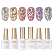 Conjunto de esmaltes Glitter Gel GAOY 6 cores 7,3 mL UV LED Conjunto de esmaltes Glitter Gel GAOY 6 cores 7,3 mL UV LED