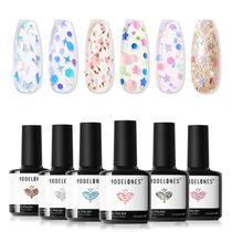 Conjunto de esmaltes Glitter Gel Modelones de 6 cores com enfeite Conjunto de esmaltes Glitter Gel Modelones de 6 cores com enfeite