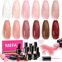 Conjunto de Esmaltes MEFA Jelly Gel - 12 Cores Vibrantes