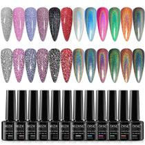 Conjunto de Esmaltes MIZHSE: 6 Glitter + 6 Holográficos Laser