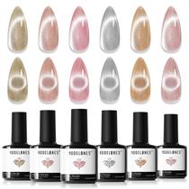 Conjunto de esmaltes Modelones Cat Eye Gel holográfico de 6 cores Conjunto de esmaltes Modelones Cat Eye Gel holográfico de 6 cores