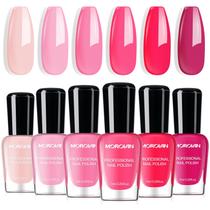 Conjunto de esmaltes Morovan Hot Pink Air Dry para mulheres de 6 cores