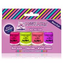 Conjunto de esmaltes Piggy Paint Neon com Blacklight Glow 4x3,5 ml Conjunto de esmaltes Piggy Paint Neon com Blacklight Glow 4x3,5 ml
