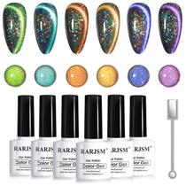 Conjunto de esmaltes RARJSM Cat Eye Gel 6 peças 9D Rainbow Holographic Conjunto de esmaltes RARJSM Cat Eye Gel 6 peças 9D Rainbow Holographic