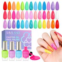 Conjunto de esmaltes SAVILAND Quick-Dry, 20 unidades Neon Rainbow Brights