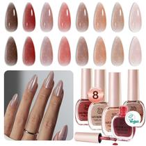 Conjunto de Esmaltes Veganos AZUREBEAUTY - 8 Cores com Efeito Jelly Shimmery