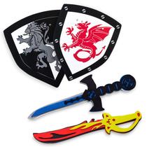 Conjunto de espada e escudo Foam Toy Medieval Joust Dual Dragon para crianças