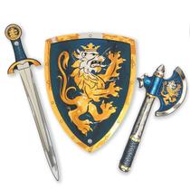 Conjunto de espada, escudo e machado Liontouch Noble Knight, azul