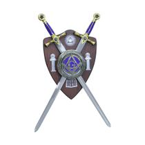 Conjunto de Espadas Maçom Decorativas Azul com Suporte 75 cm