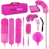 Conjunto de espanadores de limpeza ThinkLearn, microfibra, 14 unidades com pólo rosa