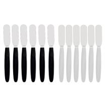 Conjunto de espátula de inox para patê ou manteiga com cabo de plástico branco ou preto de cozinha Conjunto de espátula de inox para patê ou manteiga com cabo de plástico branco ou preto de cozinha