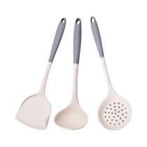 Conjunto De Espátula De Silicone Cinza E Branca, Colher De Sopa, Utensílios De Cozinha