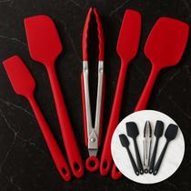 Conjunto De Espátulas E Pegador Em Silicone Unyhome 5 Peças Vermelho Preto Jogo Utensílios Cozinha Conjunto De Espátulas E Pegador Em Silicone Unyhome 5 Peças Vermelho Preto Jogo Utensílios Cozinha