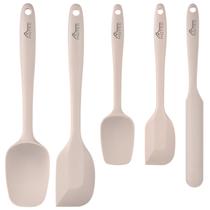 Conjunto de Espátulas HOTEC de Silicone Resistente ao Calor 5pcs Caqui
