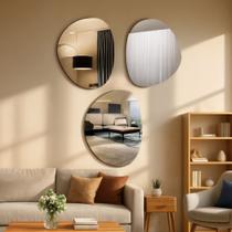 Conjunto de Espelhos Orgânico Trio Aqua Lapidado 74,5x59 Conjunto de Espelhos Orgânico Trio Aqua Lapidado 74,5x59