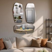 Conjunto de Espelhos Orgânico Trio Complex Lapidado 88,3x46,9 Conjunto de Espelhos Orgânico Trio Complex Lapidado 88,3x46,9