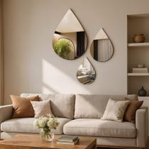 Conjunto de Espelhos Orgânico Trio Gota 78x58,3 58x43,4 48x36