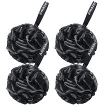 Conjunto de Esponjas de Banho Loofah AmazerBath 4 Pretas Grandes 15 cm