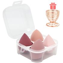 Conjunto de esponjas de maquiagem Leeshine 4 Beauty Blending com suporte rosa
