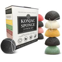 Conjunto de esponjas Konjac Bare Essentials Living (pacote com 10) com carvão Conjunto de esponjas Konjac Bare Essentials Living (pacote com 10) com carvão