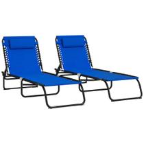 Conjunto de espreguiçadeiras dobráveis Outsunny Patio Blue (2) Conjunto de espreguiçadeiras dobráveis Outsunny Patio Blue (2)