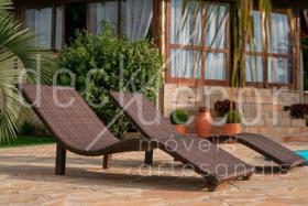 Conjunto de espreguiçadeiras para sol e piscina, ergonômico e confortável - fibra sintética - resistência UV+ - Deck & Decor