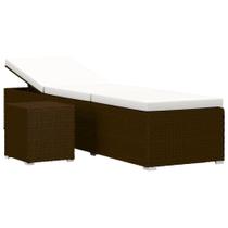Conjunto de espreguiçadeiras vidaXL Poly Rattan Brown com almofada e mesa