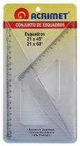 Conjunto de Esquadro Acrimet 567.0 escolar de 45 e 60 graus com 21 cm de comprimento