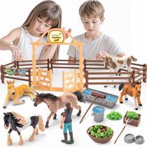 Conjunto de Estábulo para Cavalos THINKBAY 56 pol. com Figuras Realistas Conjunto de Estábulo para Cavalos THINKBAY 56 pol. com Figuras Realistas