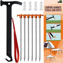 Conjunto de Estacas para Tienda y Martillo Eurmax USA Ligero Naranja