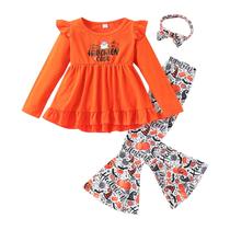 Conjunto de estampa de abóbora Axumity Pumpkin Outfit Toddler Girl Conjunto de estampa de abóbora Axumity Pumpkin Outfit Toddler Girl