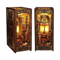 Conjunto De Estante De Madeira Diy, Casa De Boneca Em Miniatura, Kit De Quebra-cabeça 3d Com Luz