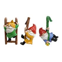 Conjunto de estátuas de gnomo de resina para decoração de jardim, 3 peças Climbing G