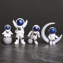 Conjunto de estátuas Ni-jasw Blue White Astronaut Outer Space x4