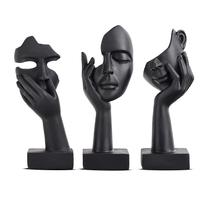 Conjunto de estátuas oliruim Thinker Small Black Art Abstract (3 unidades)