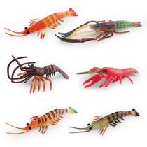 Conjunto de estatuetas, 6 peças realistas de camarão, PVC, modelos de animais oceânicos Conjunto de estatuetas, 6 peças realistas de camarão, PVC, modelos de animais oceânicos