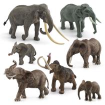 Conjunto de estatuetas African Elephant Family, 7 peças de PVC realista Conjunto de estatuetas African Elephant Family, 7 peças de PVC realista