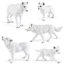 Conjunto de estatuetas Arctic Wolf, 5 peças, PVC, Realistic Wild Wolf Conjunto de estatuetas Arctic Wolf, 5 peças, PVC, Realistic Wild Wolf